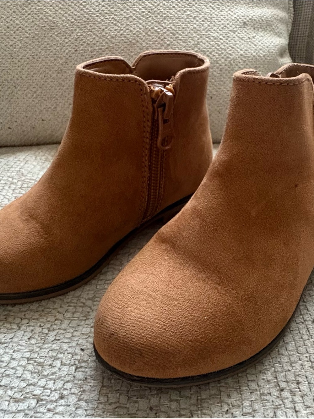 Cat & Jack Kids Brown Suede Ankle Boots with Side Zip